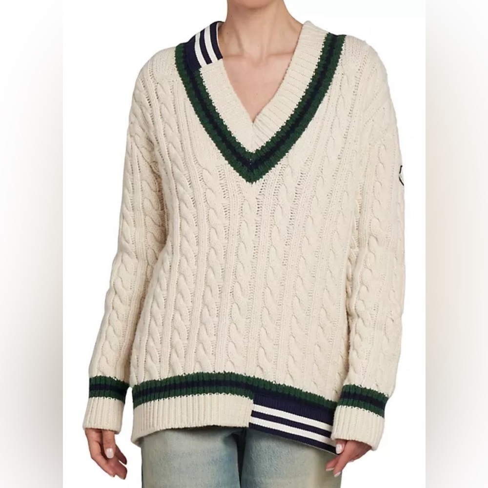 Moncler X Palm Angels collab unisex v neck crew wool sweater NWT
